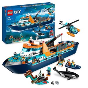 Lego City Arctic Explorer Ship 60368 Building Toy Settoy Boat That Floats With A Helicopter Dinghy Sub Viking Shipwreck 7 Minifigures And An Orca Figure