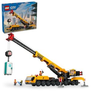LEGO City Yellow Mobile Construction Crane Toy for 9+ Year Old Boys & Girls, Construction Vehicle Toy Building Set with 4 Minifigures for Role Play, Creative Kids' Toys 60409