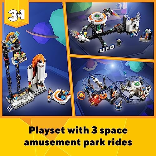 Lego Creator Space Roller Coaster 31142 Building Toy Set For Ages 9 A Roller Coaster Drop Tower And Merry Go Round 2