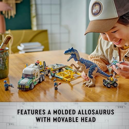 Lego Jurassic World Dinosaur Missions Allosaurus Transport Truck 76966 Fun Toy For Kids Parties With Kenji Darius And Yaz Figures For Boys And Girls Aged 8 Plus 3
