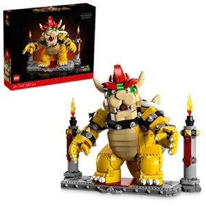 Lego Super Mario The Mighty Bowser 71411 Building Kit Collectible Set For Adult Fans Features Button Activated Head And Neck Movement And A Fireball Launcher Plus A Battle Platform For Display