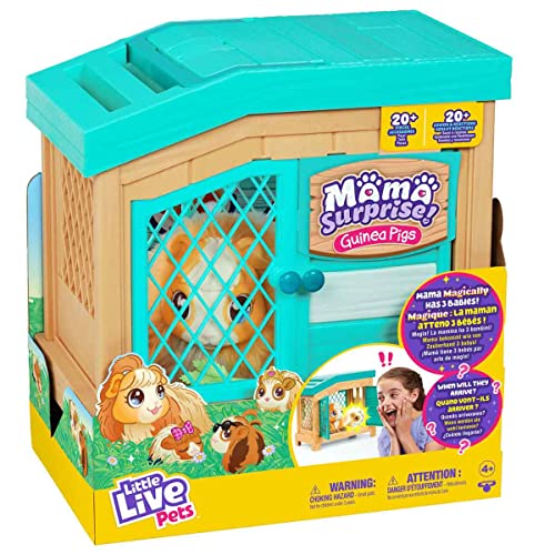 Little Live Pets Mama Surprise Soft Interactive Mama Guinea Pig And Her Hutch And Her 3 Surprise Babies 20 Sounds Reactions Batteries Included For Kids Ages 4 26410 Multicolor 2