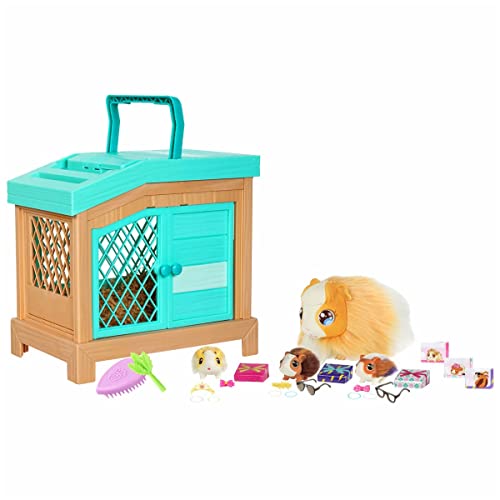 Little Live Pets Mama Surprise Soft Interactive Mama Guinea Pig And Her Hutch And Her 3 Surprise Babies 20 Sounds Reactions Batteries Included For Kids Ages 4 26410 Multicolor 3