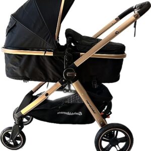 Mama kiddies Pacto City Black Compact Convertible 2in1 Aluminium Alloy Pram Stroller Bassinet