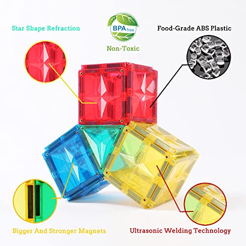 Megagontiles 110pcs Premium Magnetic Tiles Stem Authenticated Magnetic Blocks Magnetic Toys Magnetic Building Blockstoddler Boys Girls 3 10 Year Old Idea Books Storage Bag 3