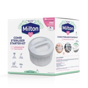Milton 2 In 1 Combi Steriliser Starter Kit Use In Microwave In 2 Mins Cold Water Method Sterilises In 15 Mins Unique Safety Vent Technology