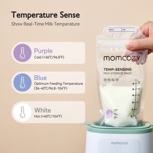 Momcozy Breastmilk Storage Bags 120pcs Temp Sensing Discoloration Milk Storing Bags For Breastfeeding Disposable Milk Storage Bag With 6 Ounce Self Standing No Leak Milk Freezer Storage Pouches 2