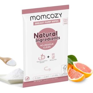 Momcozy Natural Breast Pump Wipes For Pump Parts Cleaning On The Go 30 Count Flash Clean Resealable Pump Wipes