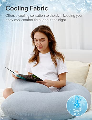 Momcozy Pregnancy Pillows With Cooling Cover U Shaped Full Body Maternity Pillow For Side Sleepers 57 Inch Support For Back Hip Belly Legs For Pregnant Women 2
