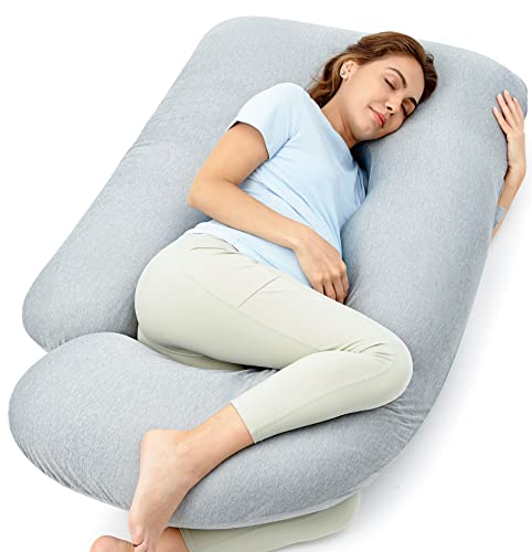 Momcozy Pregnancy Pillows With Cooling Cover U Shaped Full Body Maternity Pillow For Side Sleepers 57 Inch Support For Back Hip Belly Legs For Pregnant Women