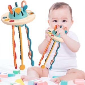Montessori Toy For 1 2 3 Year Old Ufo Shape Colorful Pull String Interactive Toy Travel Sensory Toys For Babies Baby Toys Fine Motor Skills Toys Gift