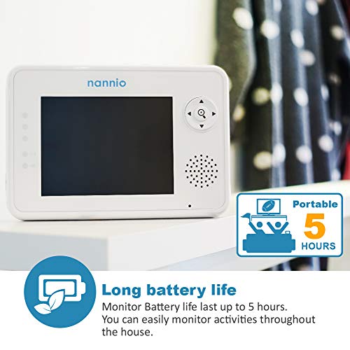 Nannio Comfy Video Baby Monitor With Camera Wooden Grain Camera 35 Baby Camera Monitor With Two Way Audio Night Vision Lullabies Power Saving Mode Baby Feeding Alert For Baby Pets Elderly 3