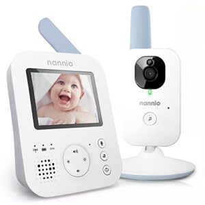 nannio Hero 2 Non-WiFi Video Baby Monitor with Camera and Audio HD Video, 2 Way Talk, Clear Night Vision, Voice Activation, 5 Lullabies, 985ft Range, Pug and Play, Ideal Baby Gift