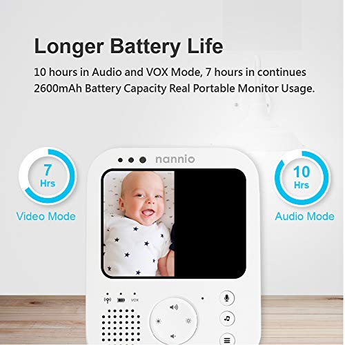 Nannio Hero 3 Baby Monitor Camera With Baby Night Light And Vibration Option 2 Way Audio Cry Detection Temperature Sensor Digital Zoom Lullaby 2 Years Warranty For Baby Pets Elderly 3