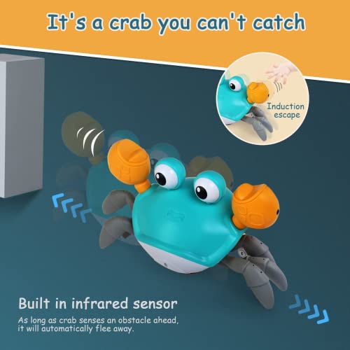 Newstyle Baby Toy Crawling Crabwalking Dancing Crab Interactive Toy Automatically Avoid Obstacleselectronic Light Up Musical Toy For Toddlers And Kidsusb Rechargeablegreen 3