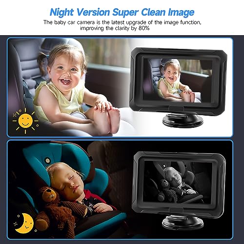 Omebel Baby Car Camera Baby Car Mirror 43 Hd 1080p 360 Arotation Night Vision Car Baby Monitor With Camera Safety Baby Car Mirror Camera For Rear Facing 5 Mins Easy Installation 4