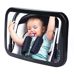 Parenthings Baby Car Mirror for Back Seat Rear View Monitor-Super Clear Wide View with Acrylic 360° Rotatable Pivot-100% Shatterproof and Stable-Universal Fit Classic Black