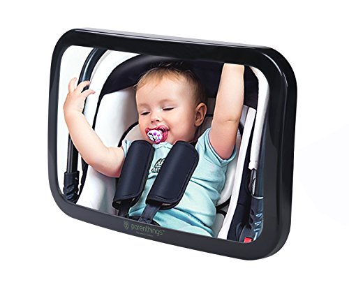 Parenthings Baby Car Mirror for Back Seat Rear View Monitor-Super Clear Wide View with Acrylic 360° Rotatable Pivot-100% Shatterproof and Stable-Universal Fit Classic Black