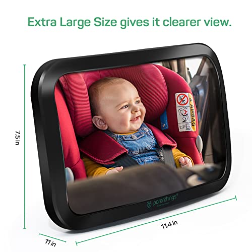 Parenthings Baby Car Mirror For Back Seat Rear View Monitor Super Clear Wide View With Acrylic 360a Rotatable Pivot 100 Shatterproof And Stable Universal Fit Classic Black 3