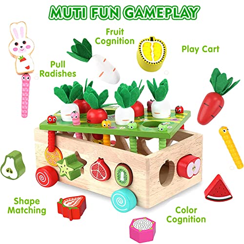 Pelosta Toddler Montessori Toys For Baby Boys Girls Age 2 3 4 5 Year Oldwooden Educational Toys Car With Carrot Harvestshape Sorting Gamebaby Sensory Toys Gifts For 1 2 3 Year Old Toddlerskids 2