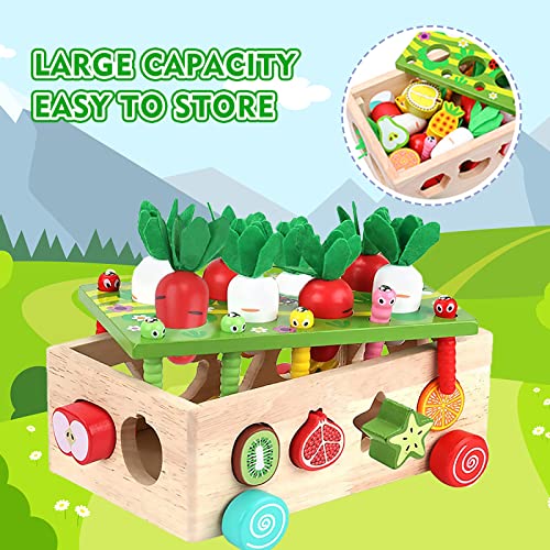 Pelosta Toddler Montessori Toys For Baby Boys Girls Age 2 3 4 5 Year Oldwooden Educational Toys Car With Carrot Harvestshape Sorting Gamebaby Sensory Toys Gifts For 1 2 3 Year Old Toddlerskids 4