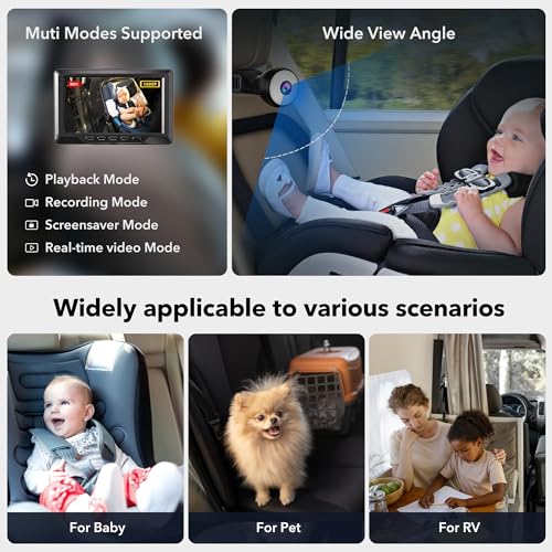 Redtiger Baby Car Camera 1080p Hd Recording Full Color Night Vision 44 Baby Car Monitor Infant Safety Car Seat Camera With 140a Wide Angle Baby Car Mirror For Back Seat Rear Facing 3