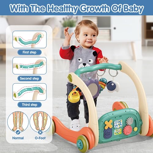Remoking Baby Gym Play Mat Baby Learning Walkermusical Activity Center W Piano Boardrattles For Infants Baby Toys 0 3 6 9 12 Monthstoddler Push Walkertummy Time Mat Newborn Boys Girls 4