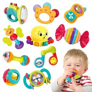 Remoking Baby Toys 0 6 Months 10pcs Teething Rattles Toysinfant Teether Toys Shaker Grab Rattlesnewborn Baby Sensory Toy For Early Developmentgifts For 0 3 6 12 Months Old Infant Baby Boy Girl