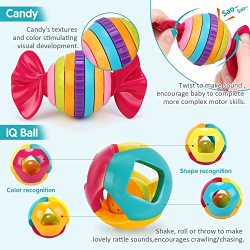 Remoking Baby Toys 0 6 Months 10pcs Teething Rattles Toysinfant Teether Toys Shaker Grab Rattlesnewborn Baby Sensory Toy For Early Developmentgifts For 0 3 6 12 Months Old Infant Baby Boy Girl 4
