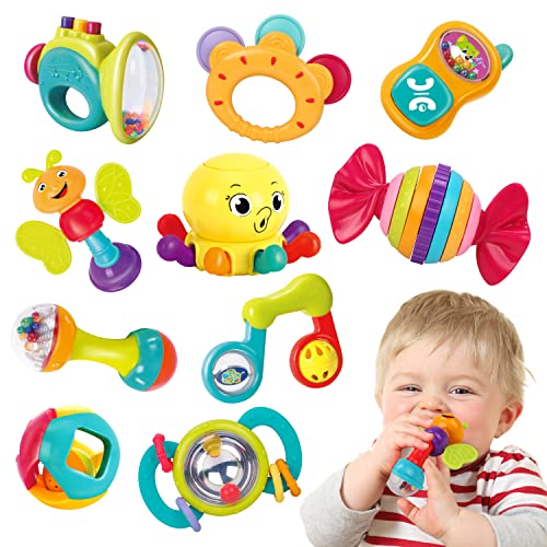 Remoking Baby Toys 0 6 Months 10pcs Teething Rattles Toysinfant Teether Toys Shaker Grab Rattlesnewborn Baby Sensory Toy For Early Developmentgifts For 0 3 6 12 Months Old Infant Baby Boy Girl