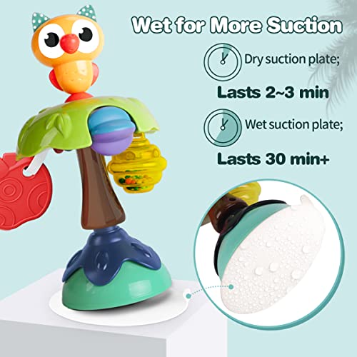 Remoking Suction Base High Chair Interactive Rattle Toy Swingable Owl With Baby Rattledevelopmental Tray Toy For Early Learningbest Baby Infant Ages 6 Months And Upideal Xmas Present For Toddler 2