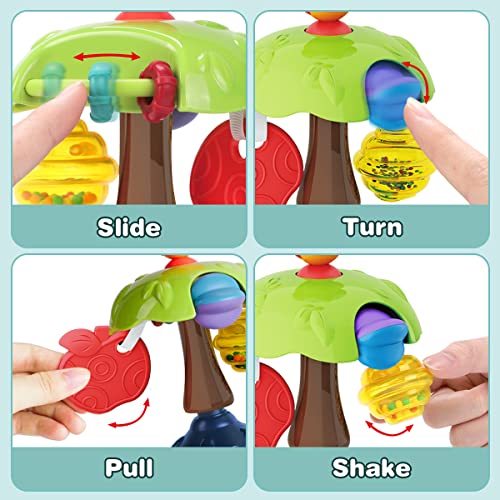 Remoking Suction Base High Chair Interactive Rattle Toy Swingable Owl With Baby Rattledevelopmental Tray Toy For Early Learningbest Baby Infant Ages 6 Months And Upideal Xmas Present For Toddler 4