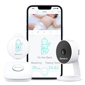 Sense-U Smart Baby Monitor 3 Long Range+Camera- Tracks Abdominal Movement, Rollover, Temperature, Video, Audio, Motion, Cry, with Real-time Alerts