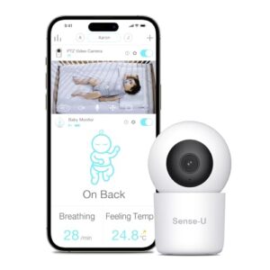 Sense-U Video Baby Monitor with Remote Pan-Tilt-Zoom Camera, 2-Way Talk, Night Vision, Background Audio, Motion Detection (Compatible with Sense-U Baby Breathing Monitor)