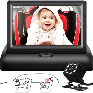 Shynerk Baby Car Mirror 43 Hd Night Vision Function Car Mirror Display Safety Car Seat Mirror Camera Monitored Mirror With Wide Crystal Clear View Aimed At Baby Easily Observe The Babys Move