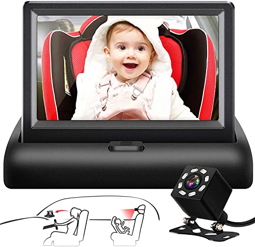 Shynerk Baby Car Mirror 43 Hd Night Vision Function Car Mirror Display Safety Car Seat Mirror Camera Monitored Mirror With Wide Crystal Clear View Aimed At Baby Easily Observe The Babys Move