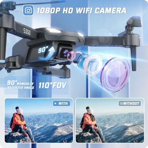 Sotaone S350 Drone With Camera For Adults Mini Drones For Kids With 1080p Hd Fpv Live Video Remote Control Helicopter Toys Gifts For Boys Girls Altitude Hold One Key Start 2 Batteries Carry Case 2