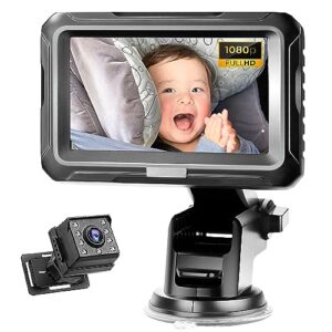SSATISCN Baby Car Camera, 4.3 Inch HD 1080P Display, 150 Degree Wide Angle, 360 Degree Adjustable, Easy Headrest Mount, Real-Time Rear Seat View, Safe Driving Monitor for Infants