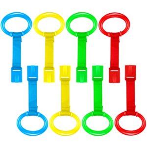 Sumind 8 Pieces Baby Pull up Rings for Playpen Baby Crib Pull Ring Baby Walking Exercises Assistant Bed Stand up Hanging Tool for Infant Toddler Practice