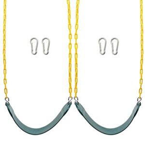 Sunnyglade 2pcs Swings Seats Heavy Duty With 66 Chain Plastic Coated Playground Swing Set Accessories Replacement With Snap Hooks Support 500lb