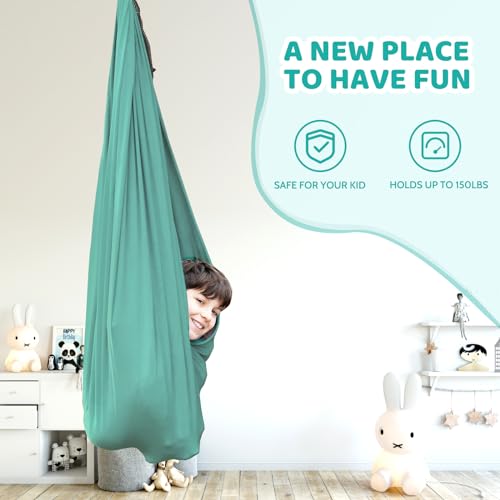 Toparchery Indoor Therapy Swing W More Special Needs Cuddle Hammock Ideal For Autism Adhd Aspergers And Sensory Integration Snuggle Swing Hammocks Green 2