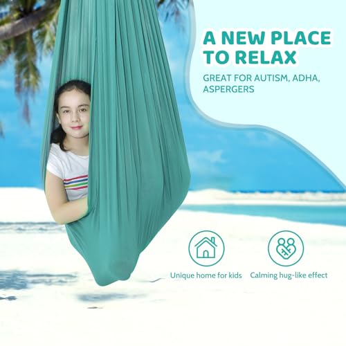 Toparchery Indoor Therapy Swing W More Special Needs Cuddle Hammock Ideal For Autism Adhd Aspergers And Sensory Integration Snuggle Swing Hammocks Green 3