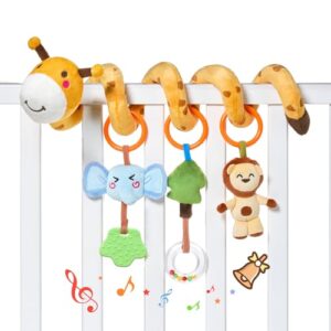 Tumama Kids Spiral Car Seat Stroller Activity Toy Giraffe Textured Play Activity Toy For Sensory Exploration And Engagement Ages 0 And Up