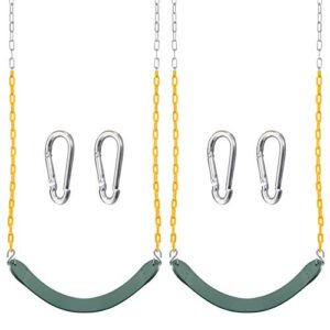 Turfee 2 Pack Green Swing Seats Heavy Duty With 66 Chain Swing Set Accessories Replacement With Snap Hooks For Kids Outdoor Play Playground Trees Swing Set Playgroundgreen