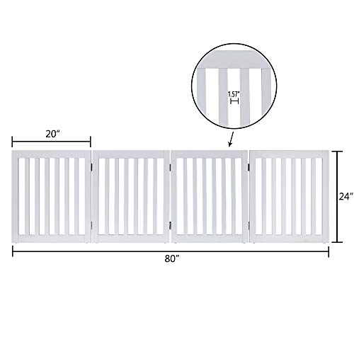 Unipaws Free Standing Walk Over Dog Gate Extra Wide Safety Wood Pet Gate Indoor Foldable Dog Gate Doorway Pet Barrier Expands Up To 203cm Wide 61cm Tall White 4