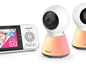 VTech BM3350N 2.8" 2-Camera Full Colour Video Baby Monitor with Night Light, 2-Way Talk, Soothing Sounds, Room Temperature Monitor, up to 19 Hours Battery Life