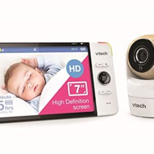 VTech BM7750HD 7" Pan & Tilt Full Colour Video Baby Monitor, 2-Way Talk, Soothing Sounds, Temp Sensor & Motion Detection, up to 15 Hours Battery Life