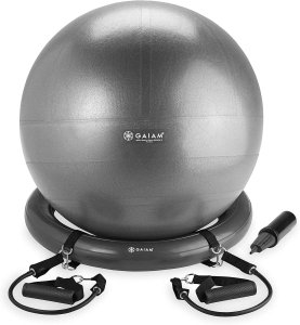 Gaiam Essentials Balance Ball & Base Kit, Yoga Ball Chair, Includes Air Pump